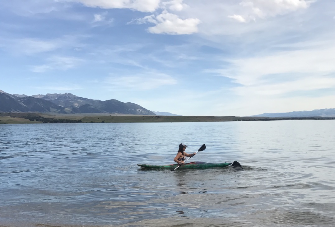 Enjoying a paddle around Ennis Lake