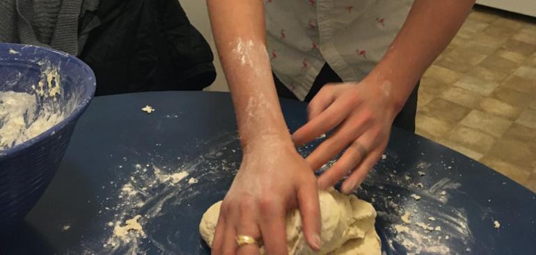 Kneading sourdough